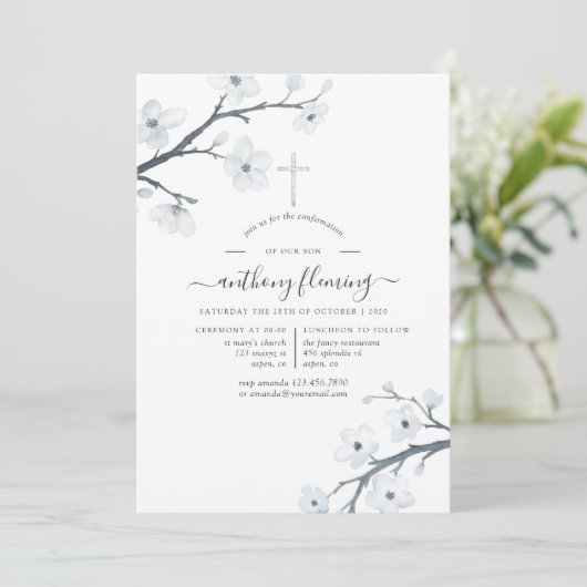 White Cherry Blossom Bevestiging Kaart (Staand voorkant)