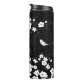White Cherry Blossom Black Marble Monogram Thermosbeker (Geroteerd rechts)