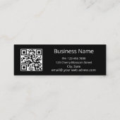 White Cherry Blossom Black Marble QR Code Mini Visitekaartje (Achterkant)