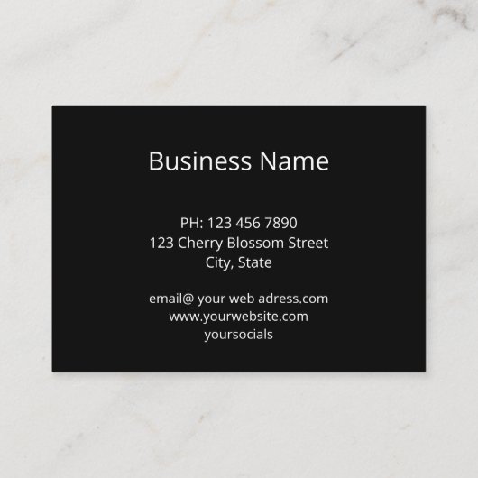 White Cherry Blossom Black Marble Undertaker Visitekaartje (Achterkant)