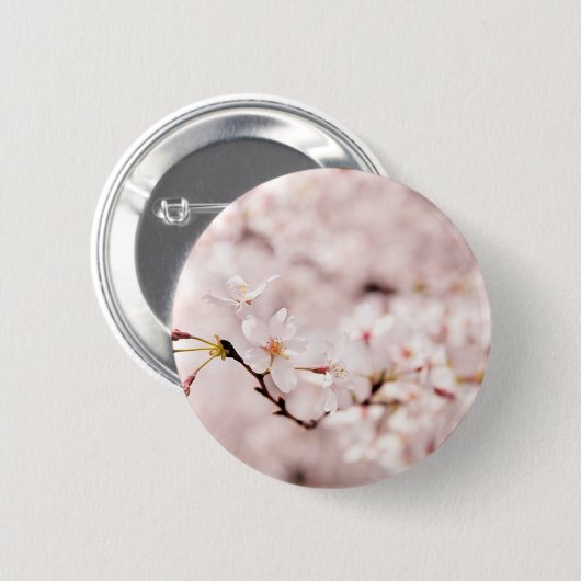 White Cherry Blossom Bokeh Button (Voorkant /achterkant)