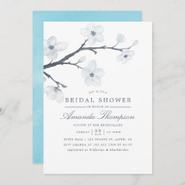 White Cherry Blossom Bridal Shower Uitnodiging