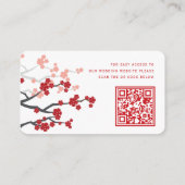 White Cherry Blossom Chinese Wedding Website Kaart (Achterkant)