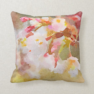 White Cherry Blossom Digital Waterverf Painting Kussen