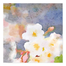White Cherry Blossom Digital Waterverf Painting