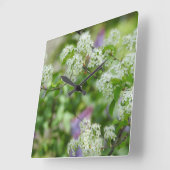 White Cherry Blossom en Paars Lila Vierkante Klok (Hoek)