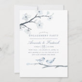 White Cherry Blossom Engagement Party Uitnodiging (Voorkant)