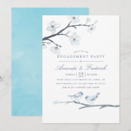 White Cherry Blossom Engagement Party Uitnodiging
