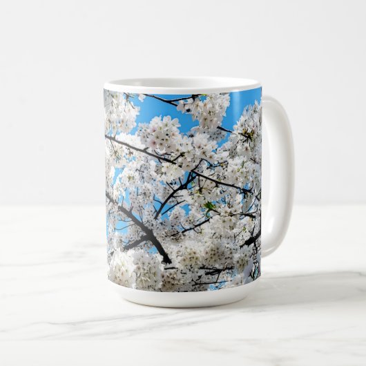 White Cherry Blossom Flower Mug Koffiemok (Voorkant rechts)