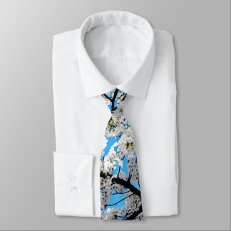 White Cherry Blossom Flowers Neck Tie Stropdas