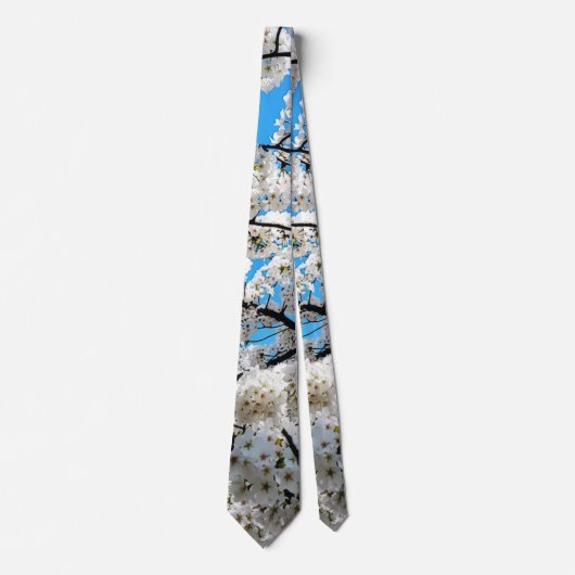 White Cherry Blossom Flowers Neck Tie Stropdas (Voorkant)