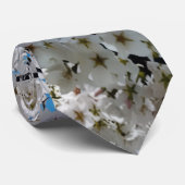 White Cherry Blossom Flowers Neck Tie Stropdas (Opgerold)