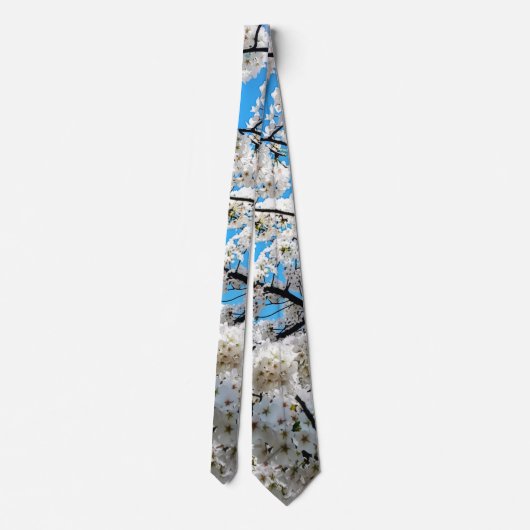 White Cherry Blossom Flowers Neck Tie Stropdas (Achterkant)