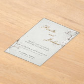 White Cherry Blossom & Gold Script Elegant Wedding Acryl Uitnodigingen (Laagn)
