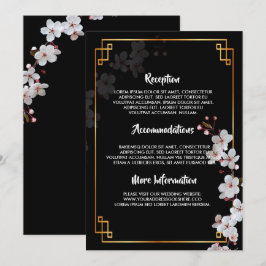 white Cherry Blossom &golden Fra trouwprogramma's Kaart