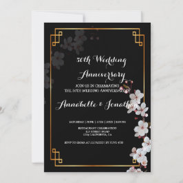 white Cherry Blossom &golden FWedding Jubileum Kaart