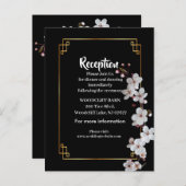 white Cherry Blossom &golden Lijst Aankondigingskaart (Voorkant / Achterkant)