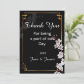 white Cherry Blossom &golden Lijst bedankt Kaart (Staand voorkant)