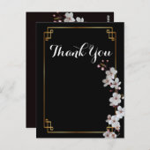 white Cherry Blossom &golden Lijst Dank u wel Briefkaart (Voorkant / Achterkant)