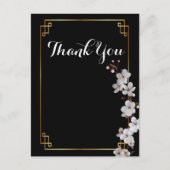 white Cherry Blossom &golden Lijst Dank u wel Briefkaart (Voorkant)