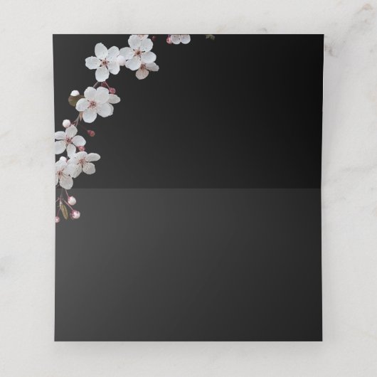 white Cherry Blossom &golden Lijst Plaatskaartje (Binnenkant ongevouwen)