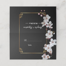 white Cherry Blossom &golden Lijst Plaatskaartje