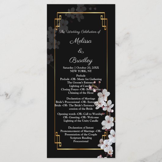 white Cherry Blossom &golden Lijst Programmakaart (Voorkant)