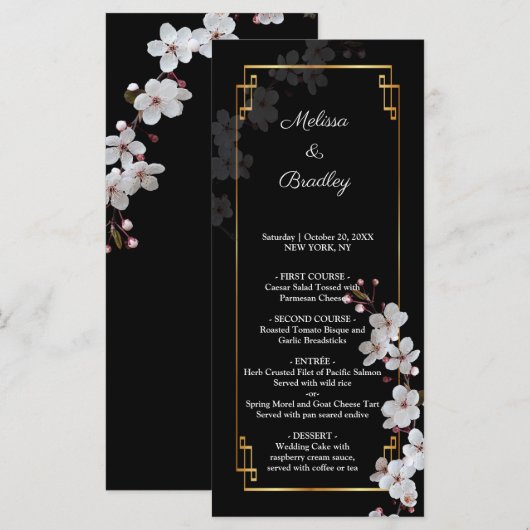 white Cherry Blossom &golden Lijst Programmakaart (Voorkant / Achterkant)