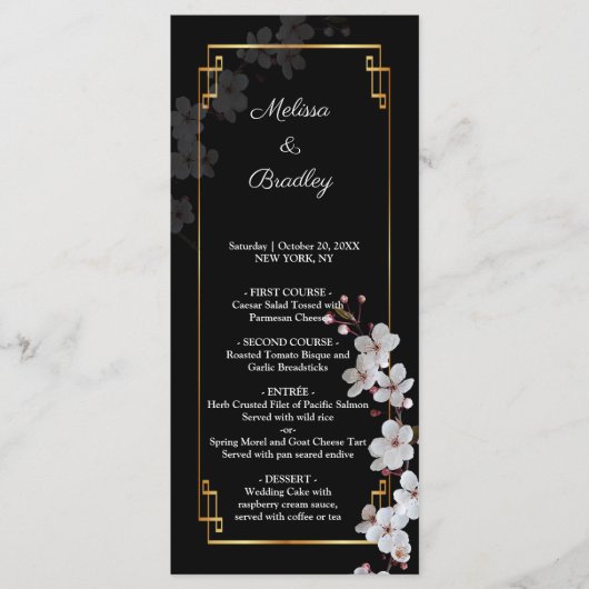 white Cherry Blossom &golden Lijst Programmakaart (Voorkant)