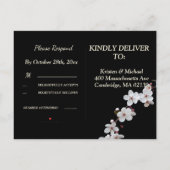 white Cherry Blossom &golden Lijst RSVP Uitnodiging Briefkaart (Achterkant)