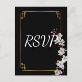 white Cherry Blossom &golden Lijst RSVP Uitnodiging Briefkaart (Voorkant)