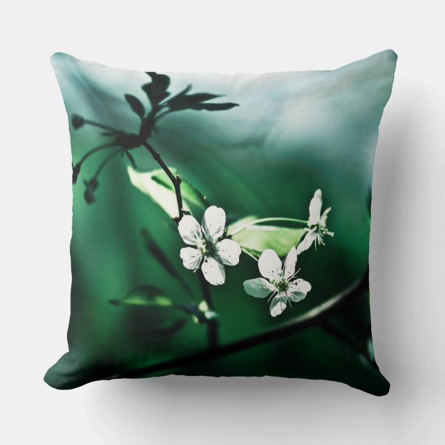 White Cherry Blossom Kussen (Voorkant)