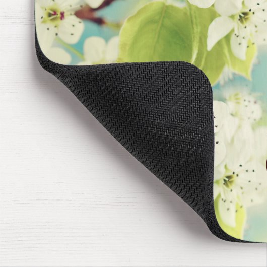 White Cherry Blossom Monogram Initiaal Muismat (Hoek)