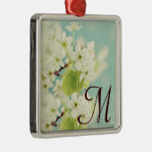 White Cherry Blossom Monogram Initiaal Ornament (Rechts)