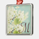 White Cherry Blossom Monogram Initiaal Ornament (Links)