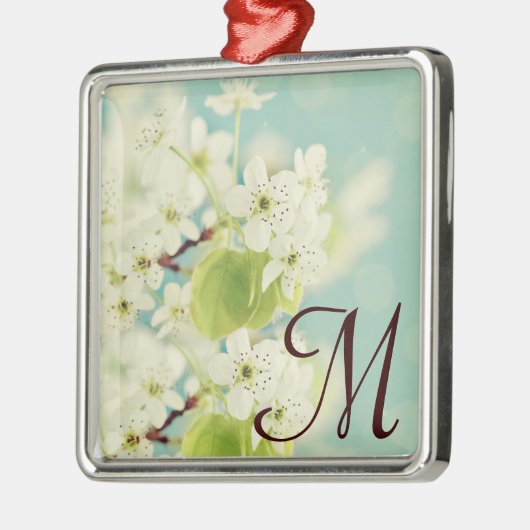 White Cherry Blossom Monogram Initiaal Ornament (Links)