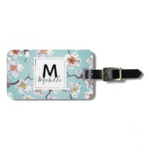 White Cherry Blossom Monogram Name