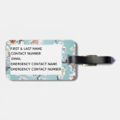 White Cherry Blossom Monogram Name Bagagelabel (Achterkant horizontaal)