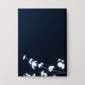 White Cherry Blossom Navy Background Button (Voorkant)