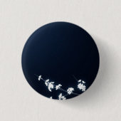White Cherry Blossom Navy Background Ronde Button 3,2 Cm (Voorkant)