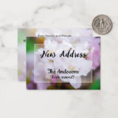 White Cherry Blossom Nieuwe Adresaankondiging Notitiekaartje (Voorkant / Achterkant in situ)