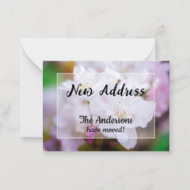 White Cherry Blossom Nieuwe Adresaankondiging Notitiekaartje