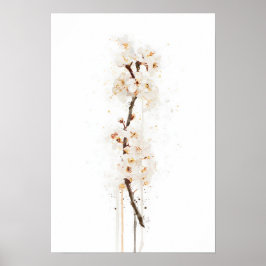 White Cherry Blossom Poster