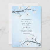 White Cherry Blossom QR Code RSVP Weddenschap Kaart (Voorkant)