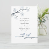 White Cherry Blossom QR Code RSVP Weddenschap Kaart (Staand voorkant)