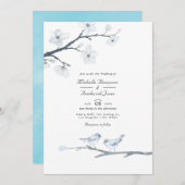 White Cherry Blossom QR Code RSVP Weddenschap Kaart (Voorkant / Achterkant)