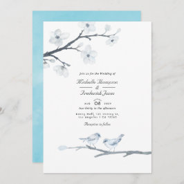 White Cherry Blossom QR Code RSVP Weddenschap Kaart