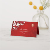 White Cherry Blossom Red | Chinees huwelijk Plaatskaartje (Achterkant)