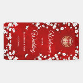 White Cherry Blossom Red | Chinees huwelijk Spandoek (Horizontaal)