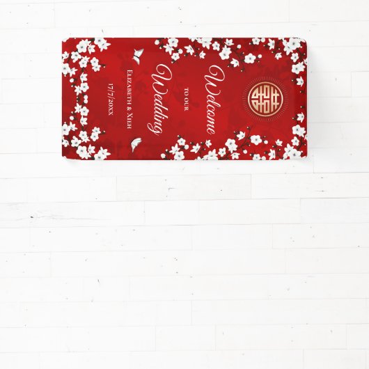White Cherry Blossom Red | Chinees huwelijk Spandoek (Insitu)